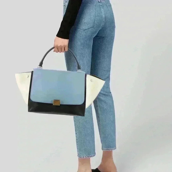 Celine Colorblock Leather Top Handle Bag Authentic - Picture 3 of 15